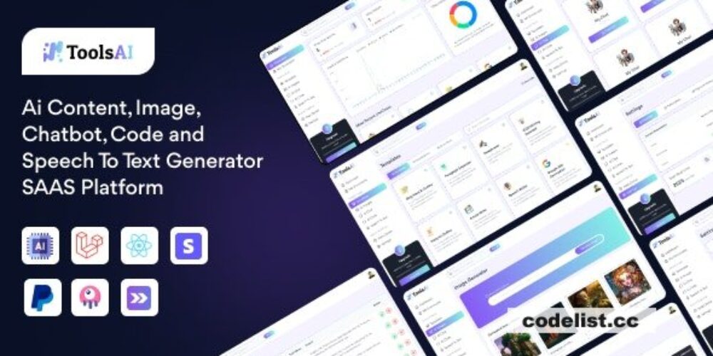 ToolsAi v1.5 – Ai Content, Image, Chatbot, Code and Speech To Text Generator SAAS Platform